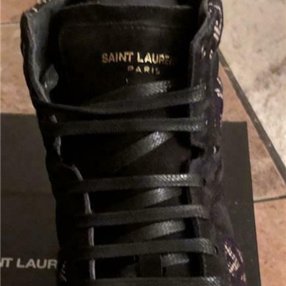 Saint Laurent "Ikat" Suede Distressed Sneakers - Picture 2 of 6